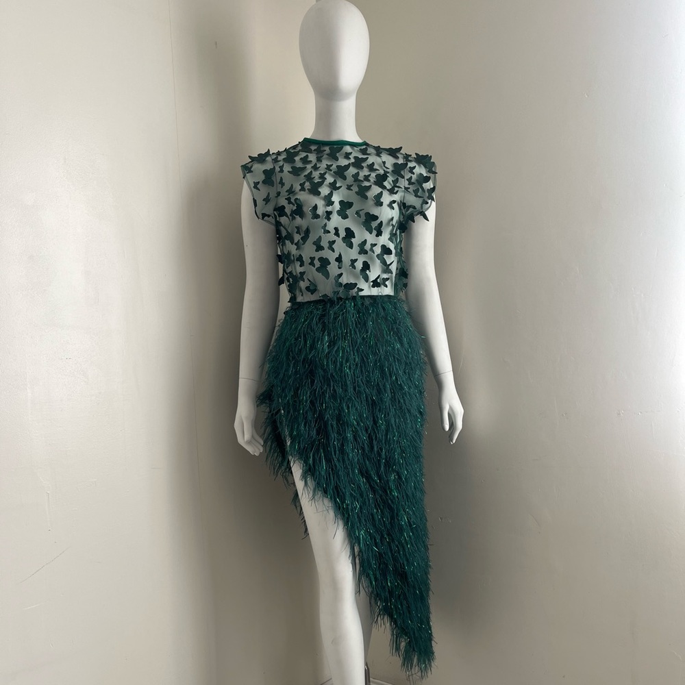 Green emerald split thigh dress